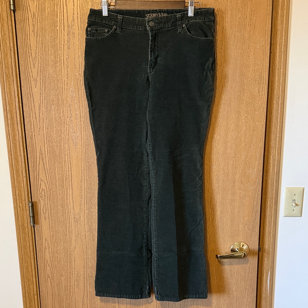 Womens Green Corduroy Bootcut